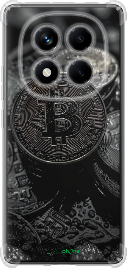 Силикон с усиленными углами чехол Black Bitcoin для Xiaomi Redmi Note 14 Pro 4G - 6090sp-3808 изображение 