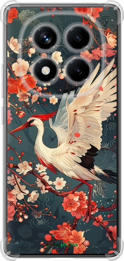 Силіконовий протиударний с посиленими кутами чехол Сакура та лелека для Xiaomi Redmi Note 14 Pro 4G - 6108sp-3808 изображение 