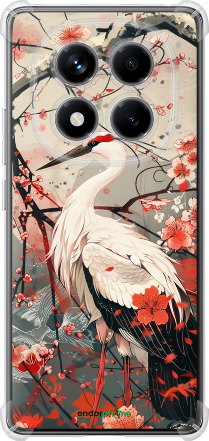 Силикон с усиленными углами чехол Аист в цвету сакуры для Xiaomi Redmi Note 14 Pro 4G - 6109sp-3808 изображение 