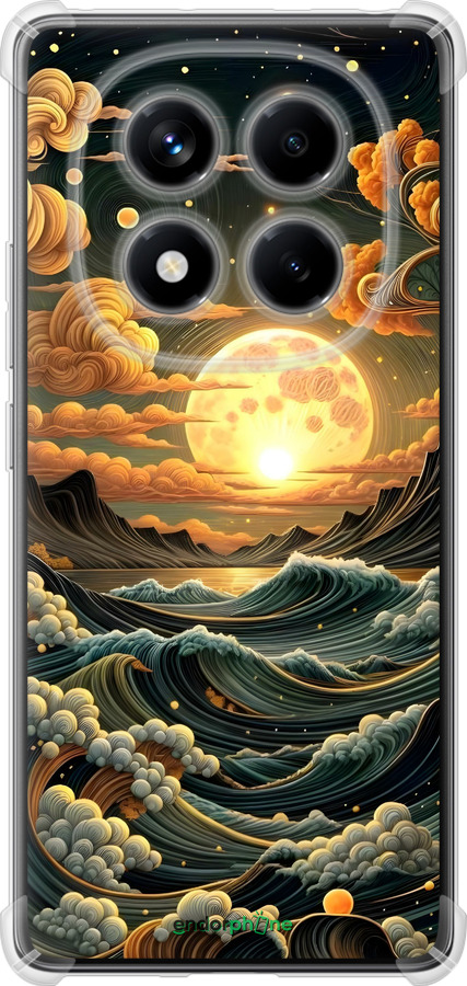 Силикон с усиленными углами чехол Арт волны для Xiaomi Redmi Note 14 Pro 4G - 6332sp-3808 изображение 