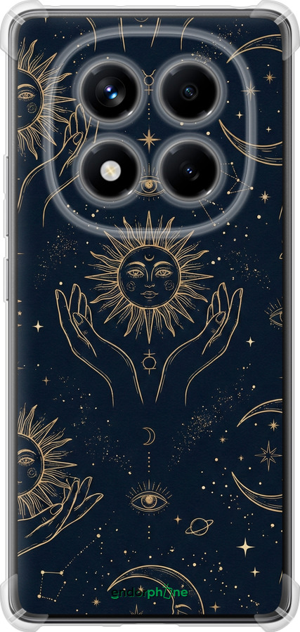 Силикон с усиленными углами чехол Celestial Harmony: Sun & Moon Gold Mystic Pattern для Xiaomi Redmi Note 14 Pro 4G - 6778sp-3808 изображение 