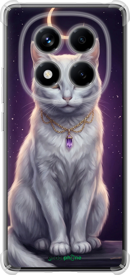 Силикон с усиленными углами чехол Mystic White Cat Gothic Dark Purple Gold для Xiaomi Redmi Note 14 Pro 4G - 6805sp-3808 изображение 