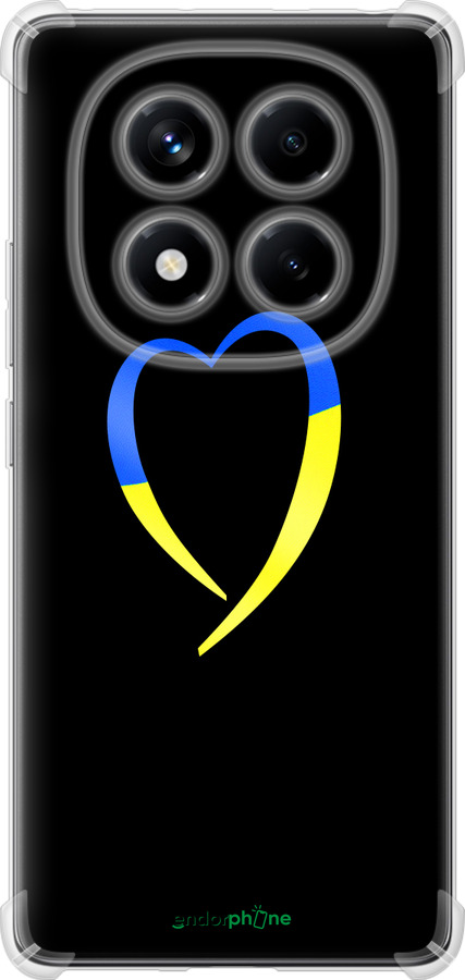 Силикон с усиленными углами чехол Жёлто-голубое сердце для Xiaomi Redmi Note 14 Pro 4G - 885sp-3808 изображение 