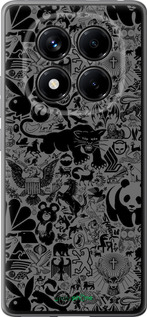 Силиконовый чехол Чёрно-серый стикер бомбинг для Xiaomi Redmi Note 14 Pro 4G - 2432u-3808 изображение 