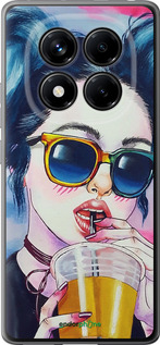 Силиконовый чехол Арт-девушка в очках для Xiaomi Redmi Note 14 Pro 4G - 3994u-3808 изображение 
