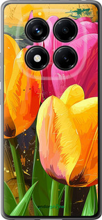 Силиконовый чехол Нарисованные тюльпаны для Xiaomi Redmi Note 14 Pro 4G - 5990u-3808 изображение 