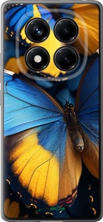 Силиконовый чехол Желто-голубые бабочки для Xiaomi Redmi Note 14 Pro 4G - 6046u-3808 изображение 