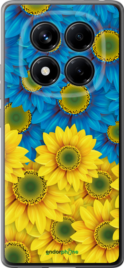 Силіконовий чехол Жовто-блакитні квіти  для Xiaomi Redmi Note 14 Pro 4G - 1048u-3808 изображение 