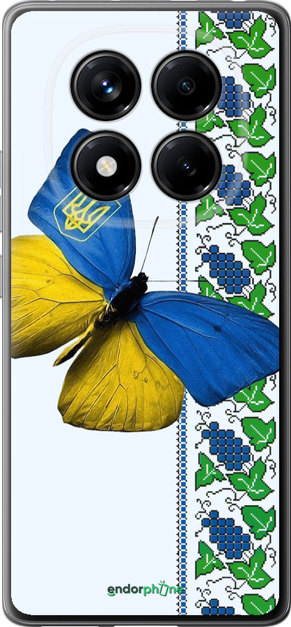 Силіконовий чехол Жовто-блакитний метелик  для Xiaomi Redmi Note 14 Pro 4G - 1054u-3808 изображение 