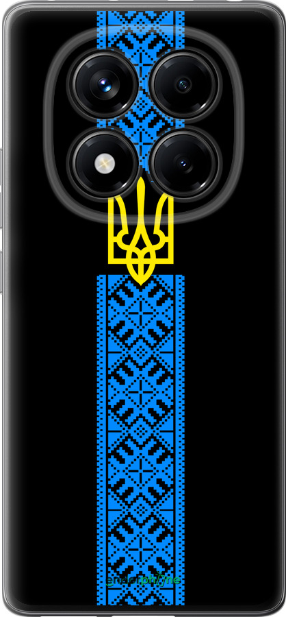Силиконовый чехол Тризуб в вышиванке для Xiaomi Redmi Note 14 Pro 4G - 1158u-3808 изображение 
