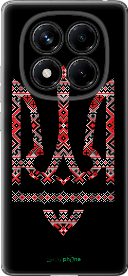 Силиконовый чехол Герб - вышиванка на черном фоне для Xiaomi Redmi Note 14 Pro 4G - 1196u-3808 изображение 