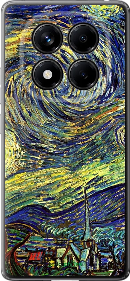 Силиконовый чехол Винсент Ван Гог. Звёздная ночь для Xiaomi Redmi Note 14 Pro 4G - 163u-3808 изображение 