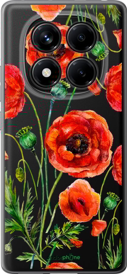 Силиконовый чехол Нарисованные маки для Xiaomi Redmi Note 14 Pro 4G - 4278u-3808 изображение 
