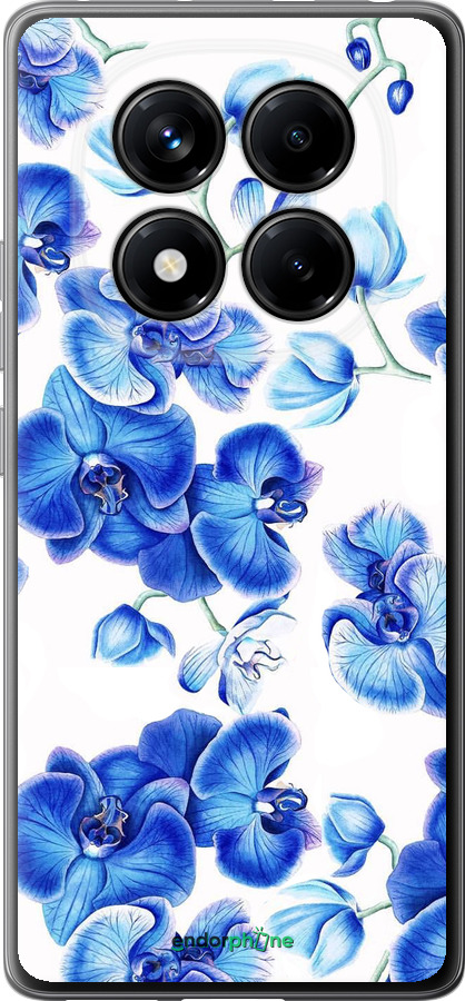 Силиконовый чехол Голубые орхидеи для Xiaomi Redmi Note 14 Pro 4G - 4406u-3808 изображение 