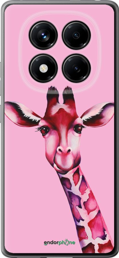 Силиконовый чехол Розовая жирафа для Xiaomi Redmi Note 14 Pro 4G - 4441u-3808 изображение 