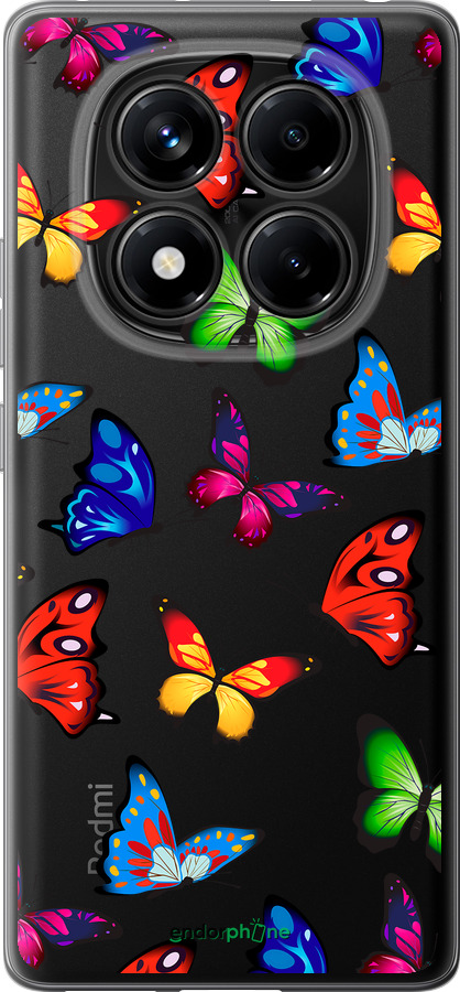 Силиконовый чехол Красочные мотыльки для Xiaomi Redmi Note 14 Pro 4G - 4761u-3808 изображение 