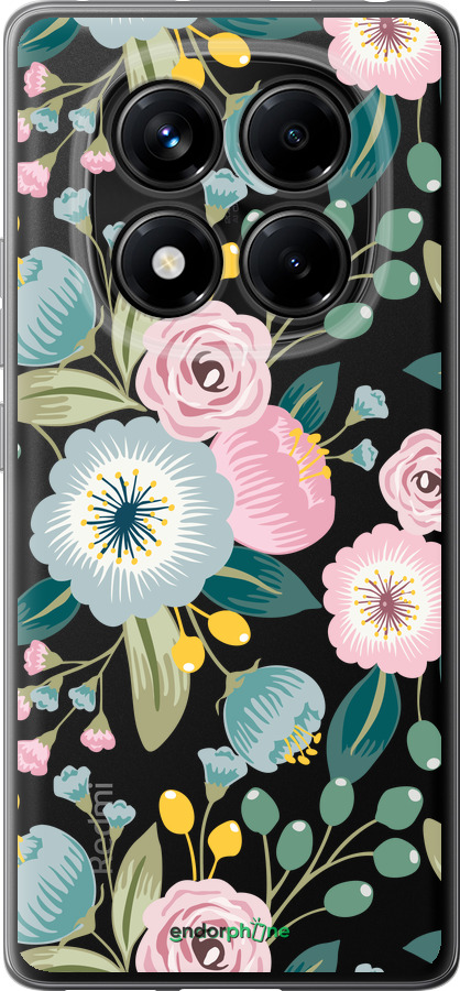 Силиконовый чехол Цветочные обои v2 для Xiaomi Redmi Note 14 Pro 4G - 5602u-3808 изображение 