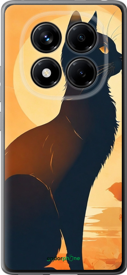 Силиконовый чехол Черная кошка v2 для Xiaomi Redmi Note 14 Pro 4G - 5830u-3808 изображение 