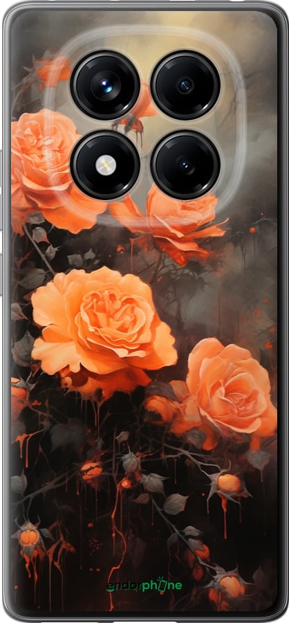 Силиконовый чехол Оранжевые розы для Xiaomi Redmi Note 14 Pro 4G - 5944u-3808 изображение 