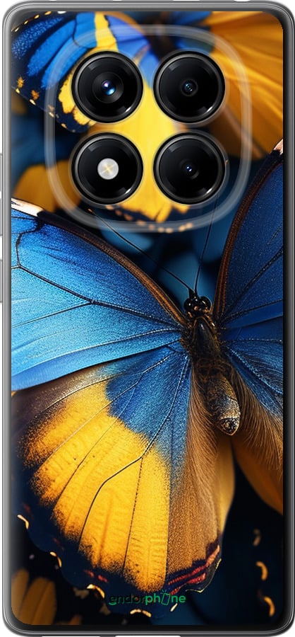 Силиконовый чехол Желто-голубые бабочки для Xiaomi Redmi Note 14 Pro 4G - 6046u-3808 изображение 