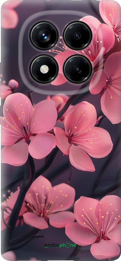 Силиконовый чехол Пурпурная сакура для Xiaomi Redmi Note 14 Pro 4G - 6075u-3808 изображение 