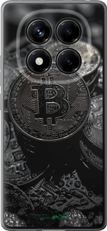 Силиконовый чехол Black Bitcoin для Xiaomi Redmi Note 14 Pro 4G - 6090u-3808 изображение 