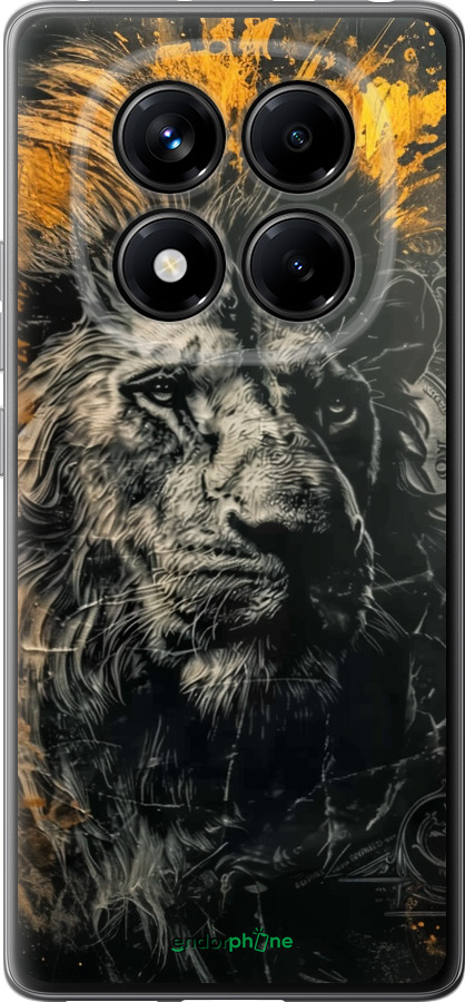 Силіконовий чехол Лев у золотих фарбах для Xiaomi Redmi Note 14 Pro 4G - 6155u-3808 изображение 