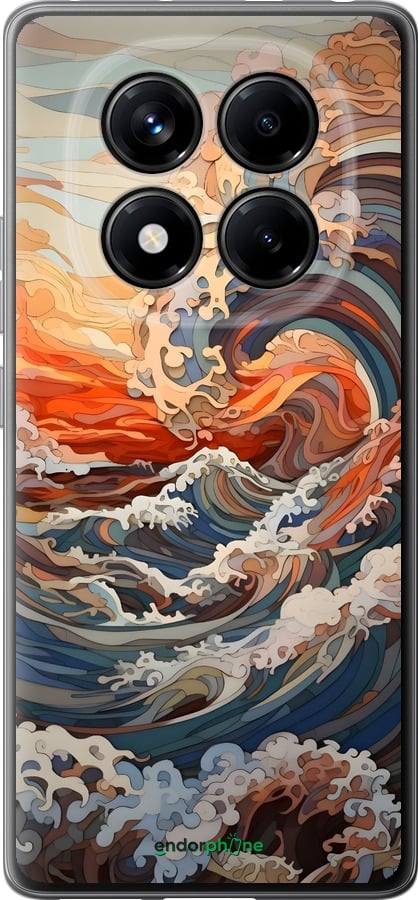 Силиконовый чехол Арт волны для Xiaomi Redmi Note 14 Pro 4G - 6324u-3808 изображение 