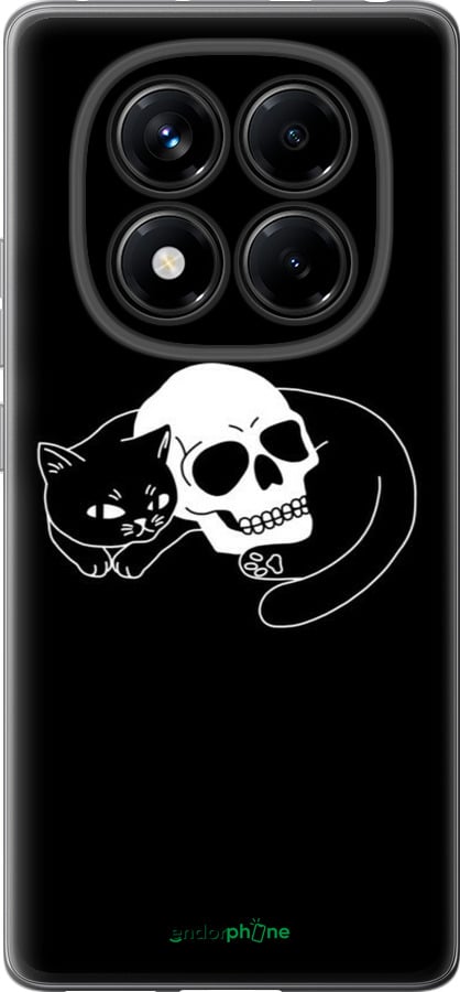 Силіконовий чехол Із зображенням кота та черепа для Xiaomi Redmi Note 14 Pro 4G - 6491u-3808 изображение 