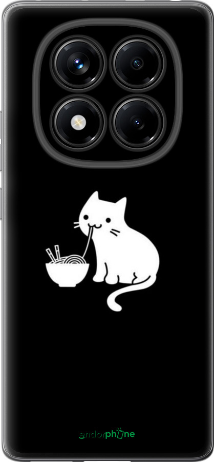Силиконовый чехол С милым котом на черном фоне для Xiaomi Redmi Note 14 Pro 4G - 6528u-3808 изображение 