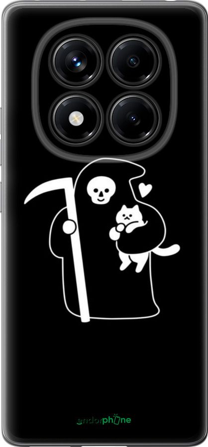Силиконовый чехол Минималистичный арт: смерть и кошка для Xiaomi Redmi Note 14 Pro 4G - 6529u-3808 изображение 