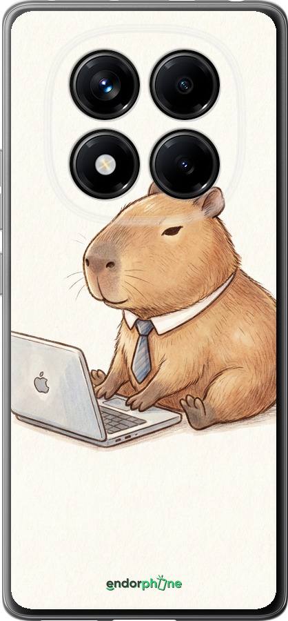 Силиконовый чехол Funny Capybara CEO Working для Xiaomi Redmi Note 14 Pro 4G - 6777u-3808 изображение 