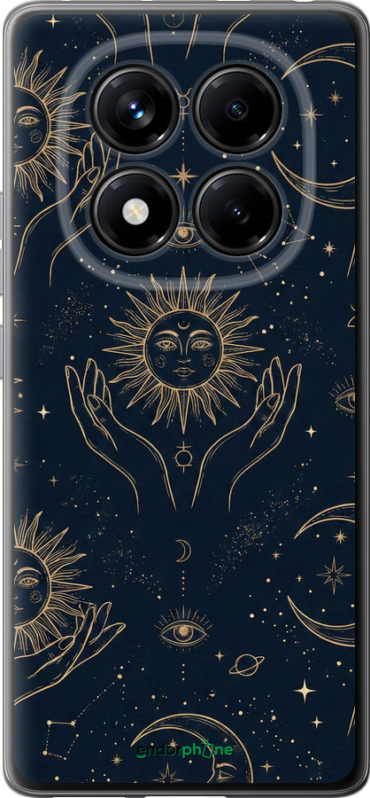 Силіконовий чехол Celestial Harmony: Sun & Moon Gold Mystic Pattern для Xiaomi Redmi Note 14 Pro 4G - 6778u-3808 изображение 