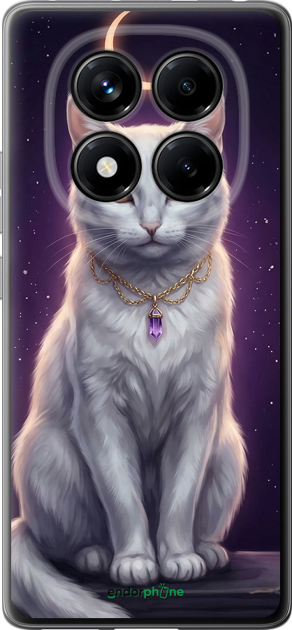 Силиконовый чехол Mystic White Cat Gothic Dark Purple Gold для Xiaomi Redmi Note 14 Pro 4G - 6805u-3808 изображение 