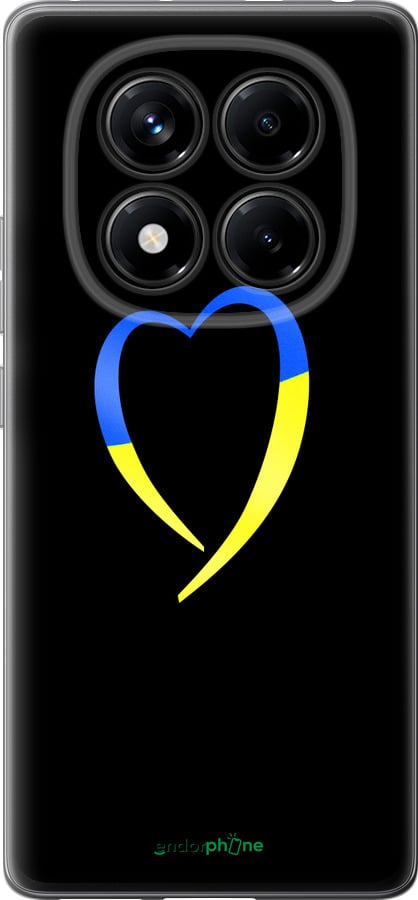 Силиконовый чехол Жёлто-голубое сердце для Xiaomi Redmi Note 14 Pro 4G - 885u-3808 изображение 