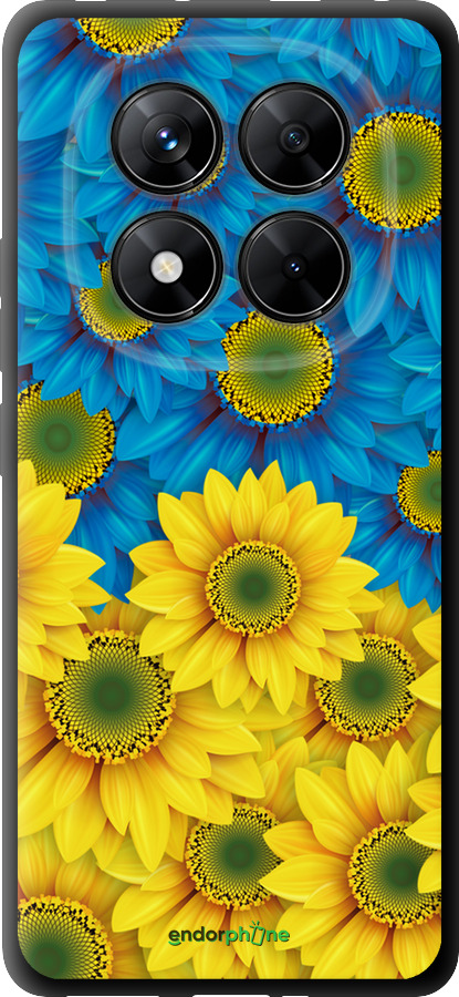 TPU чехол Жёлто-голубые цветы для Xiaomi Redmi Note 14 Pro 5G - 1048b-3928 изображение 