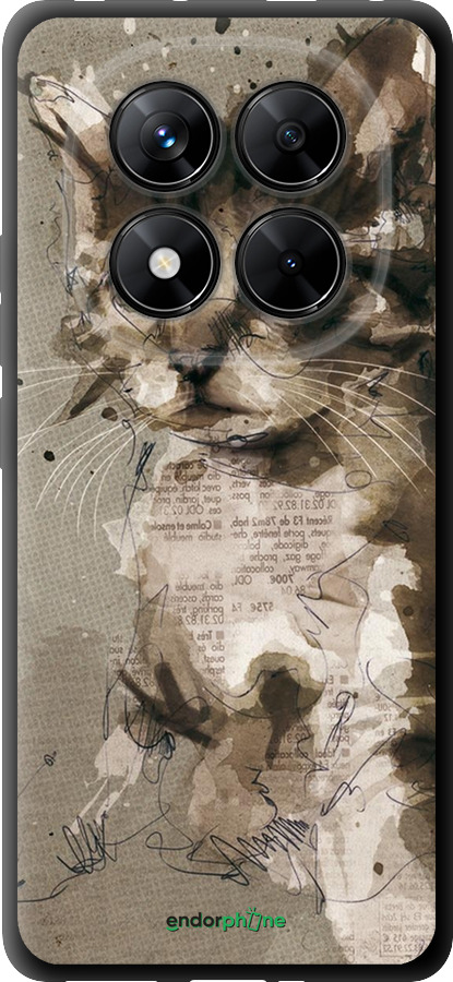 TPU чехол Котёнок из пятен и линий для Xiaomi Redmi Note 14 Pro 5G - 119b-3928 изображение 