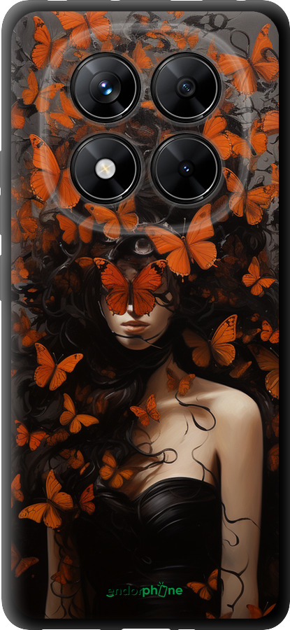TPU чехол Девушка с оранжевыми бабочками для Xiaomi Redmi Note 14 Pro 5G - 5941b-3928 изображение 