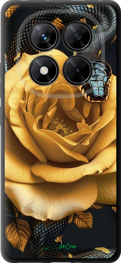 TPU чехол Black snake and golden rose для Xiaomi Redmi Note 14 Pro 5G - 6068b-3928 изображение 