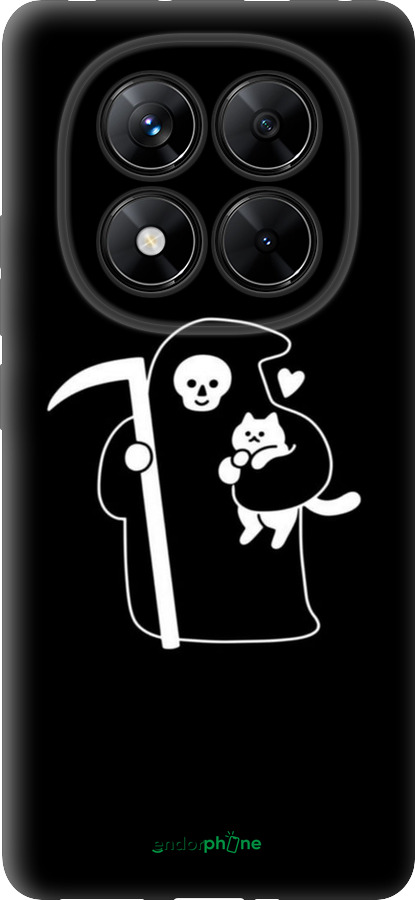 TPU чехол Мінімалістичний арт: смерть та кішка для Xiaomi Redmi Note 14 Pro 5G - 6529b-3928 изображение 