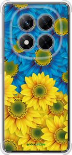 Силикон с усиленными углами чехол Жёлто-голубые цветы для Xiaomi Redmi Note 14 Pro 5G - 1048sp-3928 изображение 