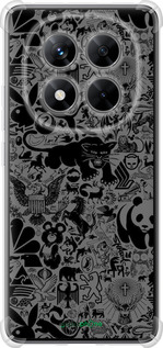 Силикон с усиленными углами чехол Чёрно-серый стикер бомбинг для Xiaomi Redmi Note 14 Pro 5G - 2432sp-3928 изображение 