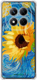 Силикон с усиленными углами чехол Цветы желто-голубые для Xiaomi Redmi Note 14 Pro 5G - 5308sp-3928 изображение 