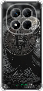 Силикон с усиленными углами чехол Black Bitcoin для Xiaomi Redmi Note 14 Pro 5G - 6090sp-3928 изображение 