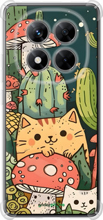 Силикон с усиленными углами чехол Коты грибы для Xiaomi Redmi Note 14 Pro 5G - 6321sp-3928 изображение 