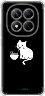 Силикон с усиленными углами чехол С милым котом на черном фоне для Xiaomi Redmi Note 14 Pro 5G - 6528sp-3928 изображение 