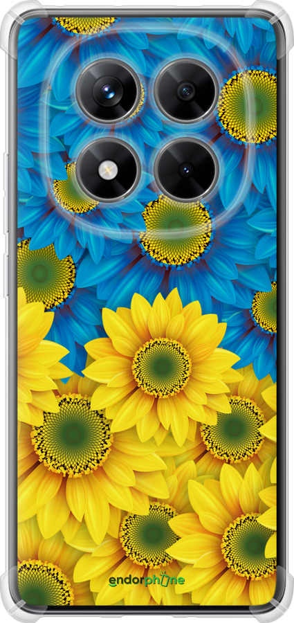 Силикон с усиленными углами чехол Жёлто-голубые цветы для Xiaomi Redmi Note 14 Pro 5G - 1048sp-3928 изображение 