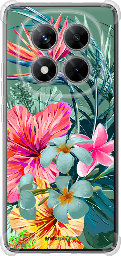 Силикон с усиленными углами чехол Тропические цветы v1 для Xiaomi Redmi Note 14 Pro 5G - 4667sp-3928 изображение 