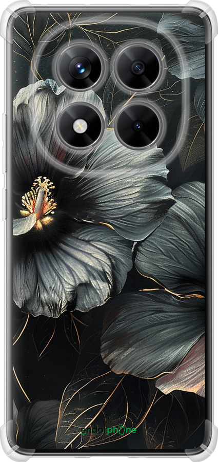 Силикон с усиленными углами чехол Черные цветы для Xiaomi Redmi Note 14 Pro 5G - 6031sp-3928 изображение 
