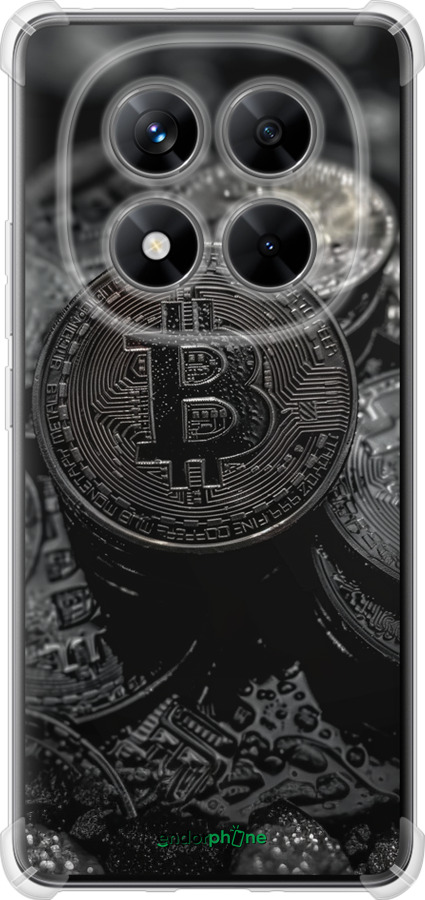 Силикон с усиленными углами чехол Black Bitcoin для Xiaomi Redmi Note 14 Pro 5G - 6090sp-3928 изображение 